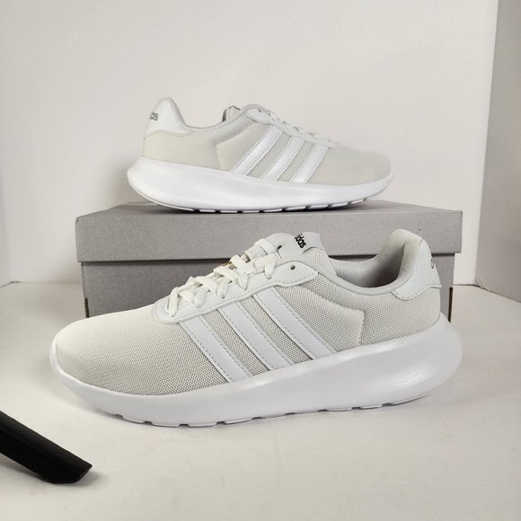 Adidas Lite Race 3.0 GW7955 Wmn's 8.5 White/White/Grey Mesh New - Picture 1 of 10